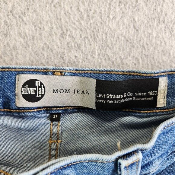 Levis Silvertab Jeans Womens 27 Blue Mom Jean Distressed Tapered High Rise VTG - Picture 13 of 16